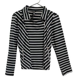 🇨🇦Made in Canada, COLORI Black & White Diagonal Striped Blazer - Size Small